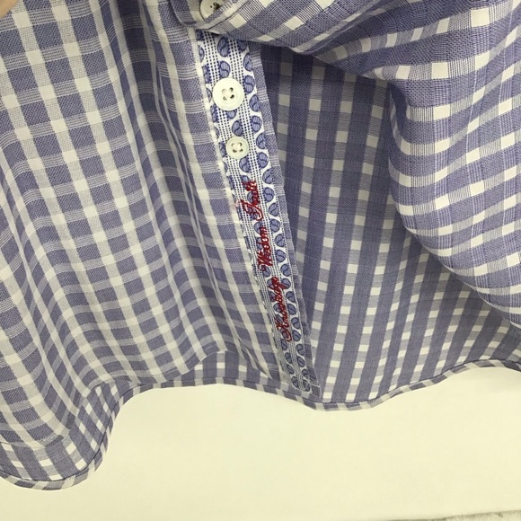 Robert Graham Checked Blue Button-Down Casual Shirt Career Blue Size 39- 15.5” - Picture 6 of 7